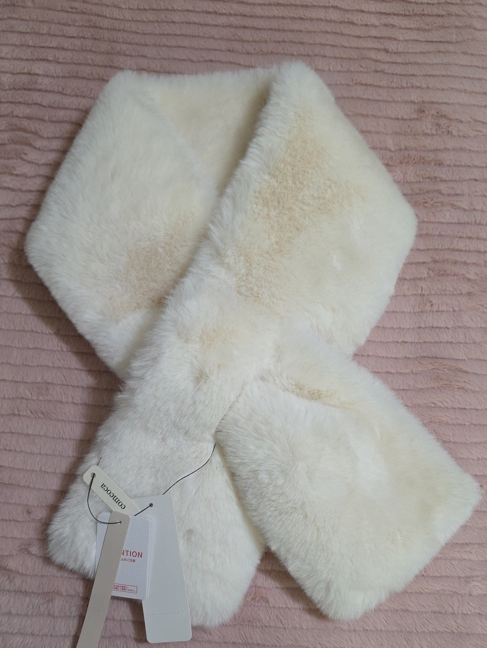 Comcoca Cream Faux Fur Wrap Scarf